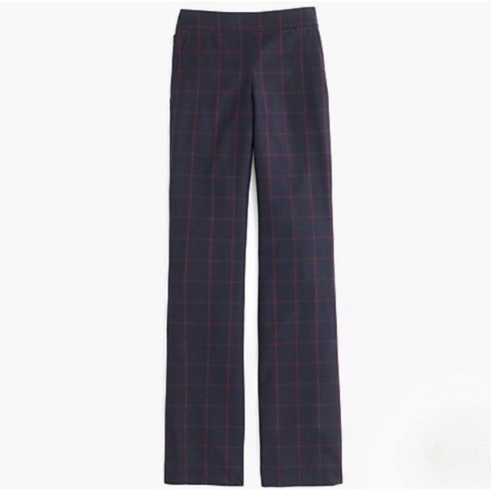J.Crew Windowpane Plaid Wool Blend Bootcut Dress pants Sz 4 Long 34"‎ Classic - Picture 2 of 15
